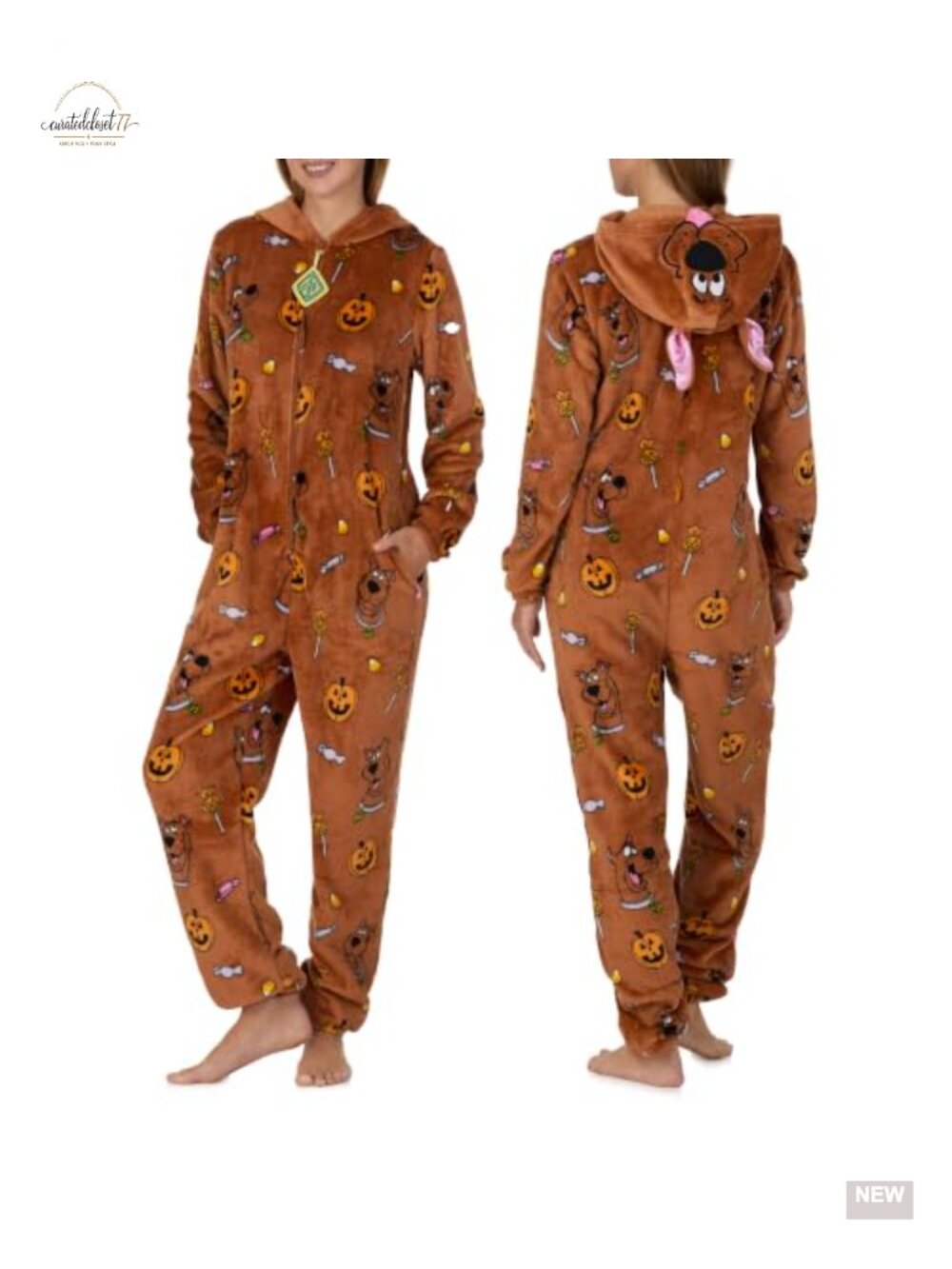 Scooby-Doo Halloween Onesie Pajamas Women Zip Hooded Sleeper